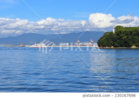 A view of Hiroshima City from a ship sailing in Hiroshima Bay (off the coast of Ujinajima) (Hiroshima City, Hiroshima Prefecture) A view of Hiroshima City from a ship sailing in Hiroshima Bay (off the coast of Ujinajima) (Hiroshima City, Hiroshima Prefecture) 130167696