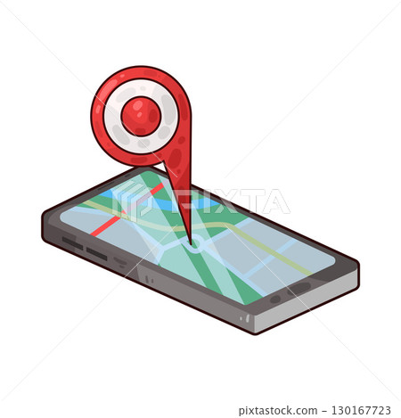 illustration of mobile map 130167723