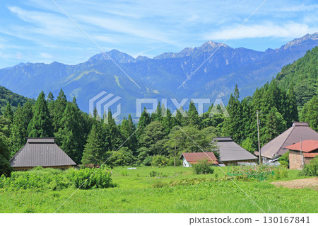 Summer in Hakuba: View of the Northern Alps from the Aooni Rice Terraces 130167841