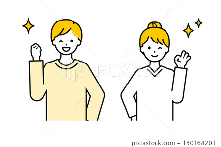 Simple adult men and women_happy 130168201