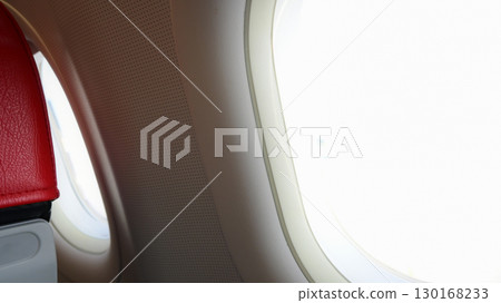 interior of airplane with window, business class of plane interior of airplane with window, business class of plane 130168233