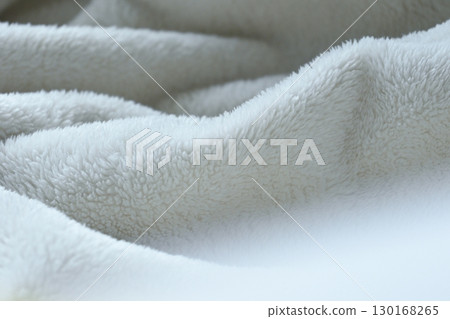 white soft fluffy blanket textile 130168265
