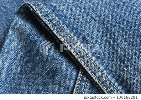 seam of blue denim texture background, jean fashion style 130168281
