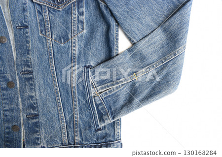 blue denim shirt texture isolated on white background, jean fashion style blue denim shirt texture isolated on white background, jean fashion style 130168284