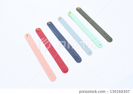 pastel colorful leather strap isolated on white background 130168307