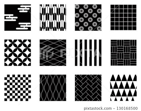 Japanese pattern black and white set 130168500