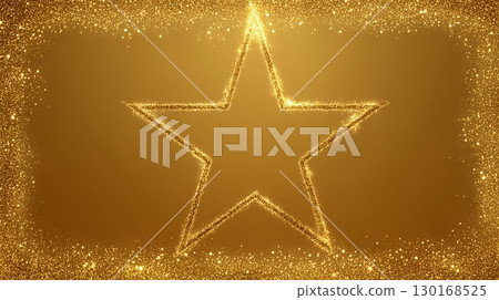 Golden stars and glitter on a beige background 130168525