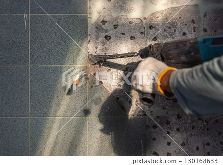 Flat Chisels on Rotary Hammer for remove tiles from wall 130168633