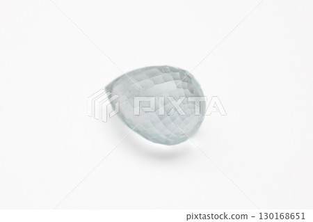 Transparent aquamarine pear-shaped cut loose stone close-up Transparent aquamarine pear-shaped cut loose stone close-up 130168651