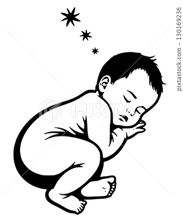baby sleeping black and white concept 130169236