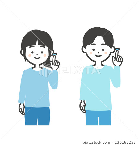 兒童用指尖握住隱形眼鏡的插圖 130169253