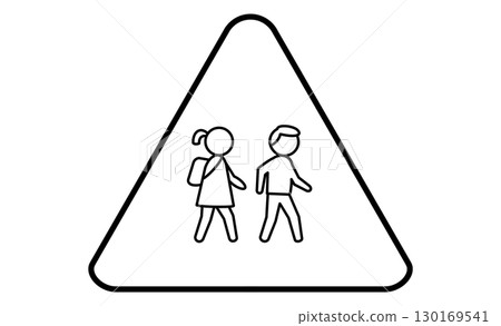 School zone caution sign icon 130169541