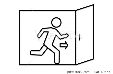 Emergency exit sign line icon 130169633