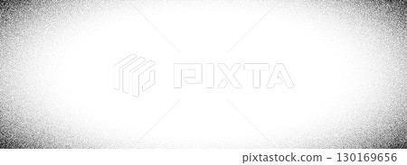 Black radial dotted vignette effect background. Round fading stippled gradient border wallpaper. Gritty comic frame backdrop for photo template, poster template, banner. Vector vanishing border cadre 130169656