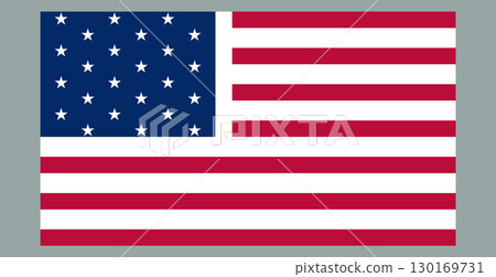 United States flag featuring 50 white stars on a blue field and 13 red and white horizontal stripes. 130169731