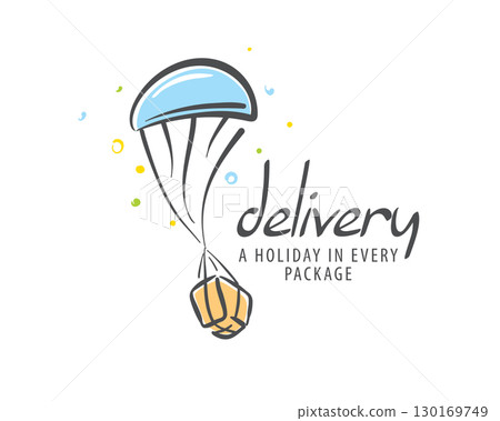 Creative and eyecatching Delivery Service Logo Design that features a unique parachute Creative and eyecatching Delivery Service Logo Design that features a unique parachute 130169749