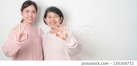 Couple woman with pink Shirt for Pink October Breast Cancer Awareness month, May Women Health, women rights, Empowerment, March International Women day, February Valentine, May International Mother 130169772