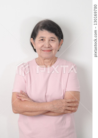 Elderly woman with pink Shirt for Pink October Breast Cancer Awareness month, May Women Health, women rights, Empowerment, March International Women day, February Valentine, May International Mother Elderly woman with pink Shirt for Pink October Breast Cancer Awareness month, May Women Health, women rights, Empowerment, March International Women day, February Valentine, May International Mother 130169780