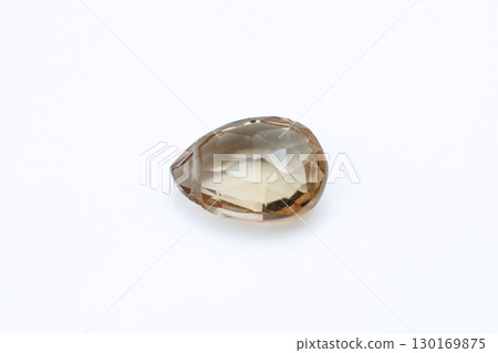Transparent citrine pear-shaped cut loose stone close-up 130169875
