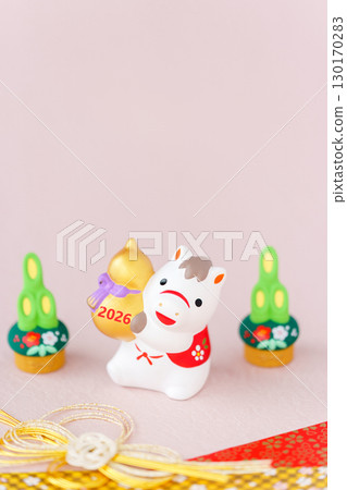 2026年馬牽金葫蘆賀年卡素材 130170283