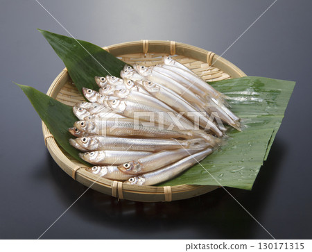 Wakasagi (smelt) served in a colander Wakasagi (smelt) served in a colander 130171315