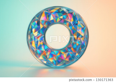 Prismatic Crystal Torus with Geometric Facets on Soft Pastel Gradient 130171363