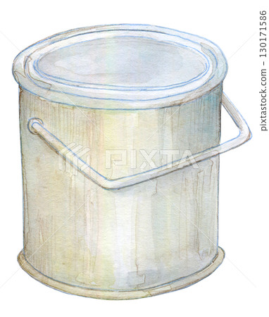 Watercolor illustration paint can 130171586