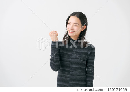 A woman doing a guts pose A woman doing a guts pose 130171639