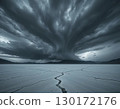 Torn Sky Over a Cracked Salt Flat 130172176