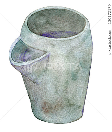 Watercolor illustration of Japanese tableware - Katakuchi 130172179