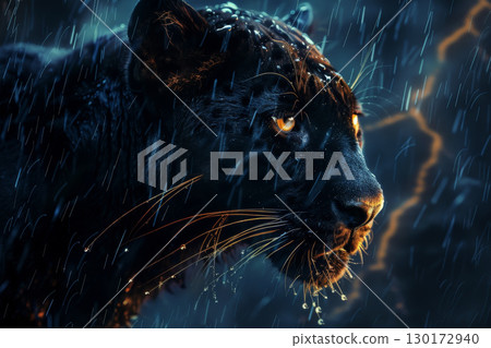 a roaring leopard with a dramatic background . generative ai a roaring leopard with a dramatic background . generative ai 130172940