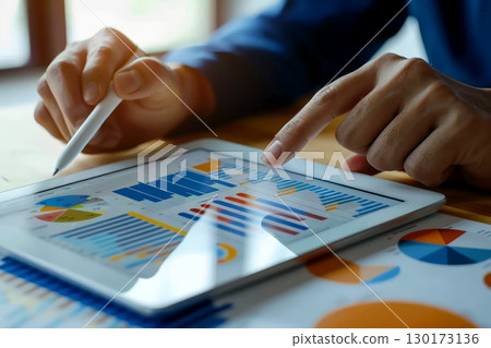 Background information on business finance and investments, global business data analysis concepts. generative ai 130173136