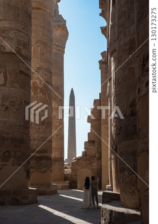 Ancient ruins of Karnak Temple in Luxor, Egypt 130173275