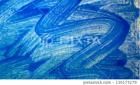 Background material with brushstrokes, background painted with blue oil paint, blue analog background material, blue banner, brushstroke background 130173279