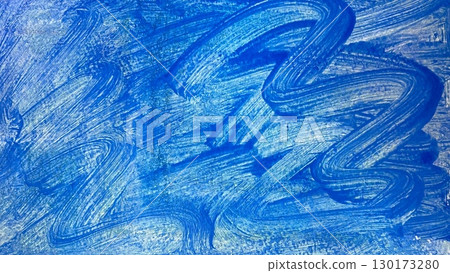 Background material with brushstrokes, background painted with blue oil paint, blue analog background material, blue banner, brushstroke background 130173280