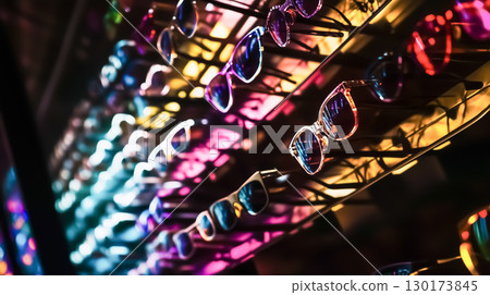 眼鏡店裡展示的眼鏡 130173845