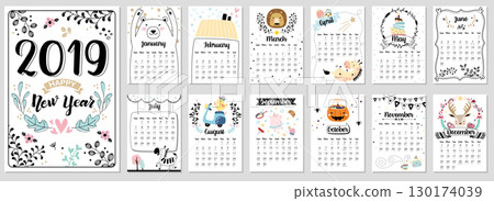 Hand-painted style cute book design moon cover, article book, writing book, waiting list, memo box, diary material sheet 130174039