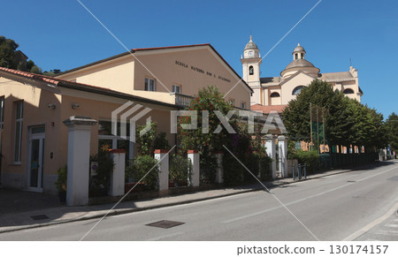 Church school in Italy. Traditional buildings, Liguria. Education and religion. 130174157