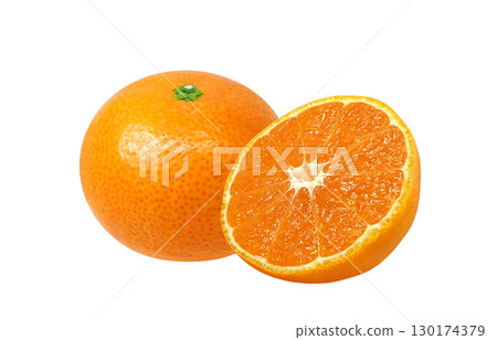 橘子插圖逼真的白色背景 130174379