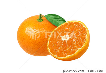 Mandarin orange illustration realistic white background 130174381