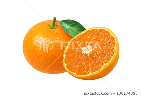 橘子插圖逼真的白色背景 130174383
