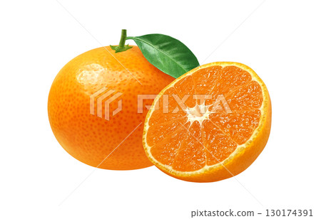 Mandarin orange illustration realistic white background Mandarin orange illustration realistic white background 130174391