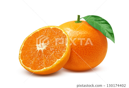 橘子插圖逼真的白色背景 130174402