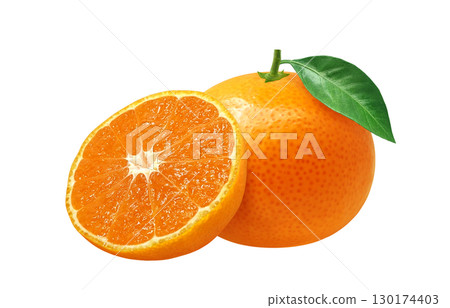 Mandarin orange illustration realistic white background 130174403