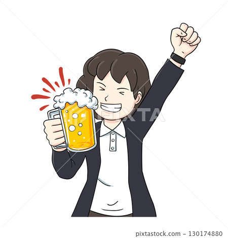 Woman in a drinking beer 130174880