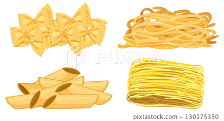 Four Types of Italian Pasta Vector Illustration Four Types of Italian Pasta Vector Illustration 130175350