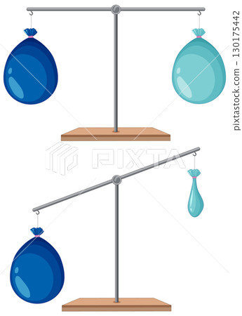 Balance Scale with Water Balloons Illustration 130175442