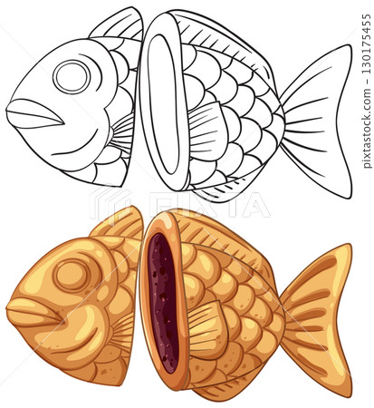Japanese Taiyaki Fish-Shaped Pastry with Red Bean Filling Japanese Taiyaki Fish-Shaped Pastry with Red Bean Filling 130175455