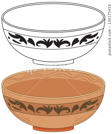 Traditional Middle Eastern Ceramic Bowl with Ornamental Pattern 130175458