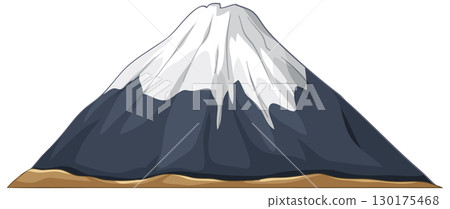 Snow-Capped Mount Fuji Vector Illustration with Clear Sky 130175468
